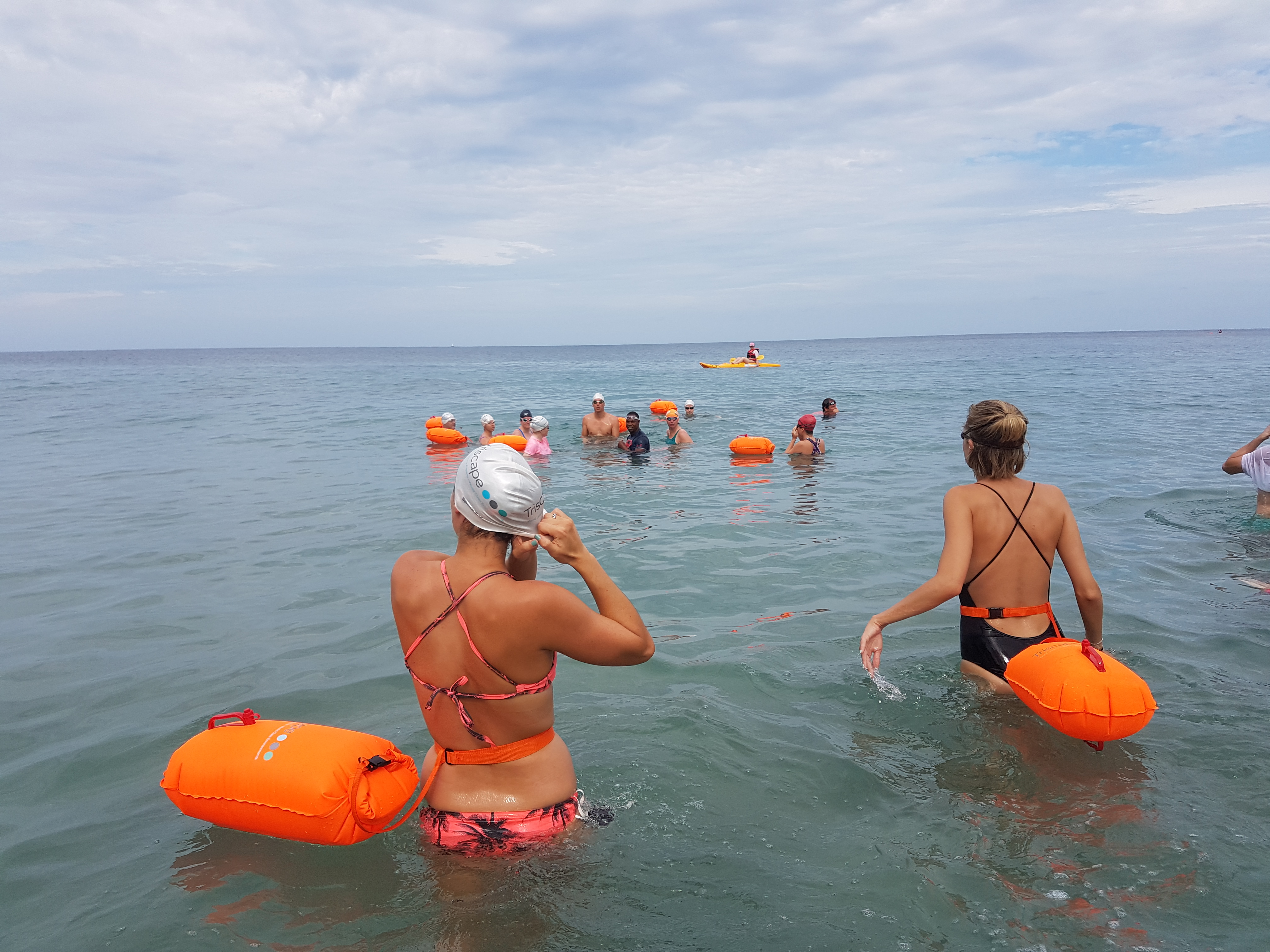 Swimmers setting off for a sea swim