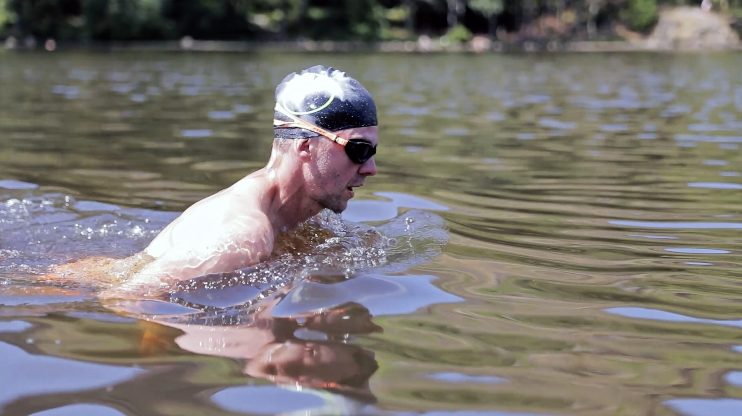 Swimmer demonstrating breaststroke technique